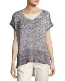 Mariel Short-Sleeve Oversized Yarn Sweater, Multi