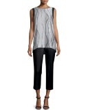 Sasha Sleeveless Printed-Front Blouse 