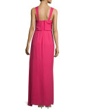 Selena Asymmetric-Neck Column Gown, Roseberry