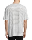 Striped Linen Relaxed-Fit T-Shirt, Black/White