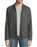 Goat Leather Shirt Jacket, Shade Green