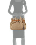 Woven Storm Satchel Bag, Beige