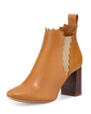 Scalloped Leather Chelsea Boot, Peanut Butter