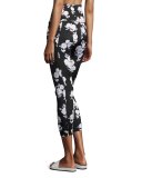 x kate spade new york luxe floral cinched side-bow leggings, black