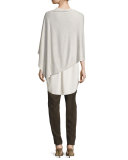 Sleeveless Silk Crepe Boyfriend Top, Bone