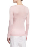 Long-Sleeve Silk-Cashmere Knit Top