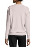 Tae Lace-Cutout Sweater, Nude Pink