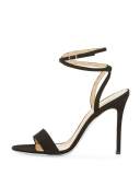 Kloe Suede Ankle-Wrap 110mm Sandal, Black