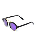 Milan II Round Iridescent Sunglasses, Black/Berry