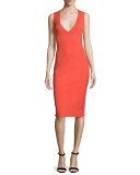 Sleeveless Knit Sheath Dress, Red