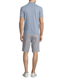 Short-Sleeve Knit Polo Shirt, Light Blue