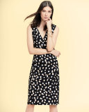Genevieve Sleeveless Dot-Print Sheath Dress, Black