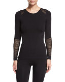 Seamless Long-Sleeve Mesh-Panel Tee