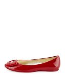 Gommette Patent Ballerine Flat, Dark Ruby