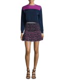 Zigzag Fit-&-Flare Miniskirt, Ink