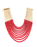 Raissa Multi-Strand Beaded Necklace, Burgundy