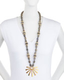Long Labradorite Sun-Ray Pendant Necklace