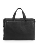 Single-Gusset Leather Briefcase, Black