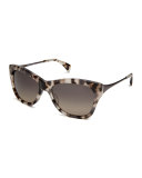 Milla Polarized Butterfly Sunglasses, White/Brown