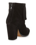 Newbury Fringe Suede Bootie, Black