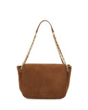 Marion Small Suede Flap Shoulder Bag, River Rock