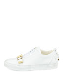 50mm Low-Top Leather Sneaker with Strap, White