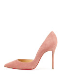 Iriza Half-d'Orsay 100mm Red Sole Pump, Pink