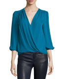 Arleene Crossover 3/4-Sleeve Blouse