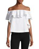 Leanna Off-the-Shoulder Ruffle Top, Ecru