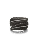 Feather Black Rhodium Bypass Bangle with White Diamonds