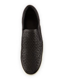 Baxter Woven Leather Slip-On Sneaker, Black