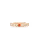 18K Rose Gold & Diamond Ring with One Orange Sapphire, Size 5.5