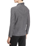 Long-Sleeve Raised-Stripe Top, Storm Gray