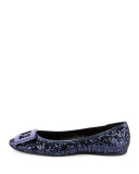 Gommette Buckle Sequined Flat, Blue