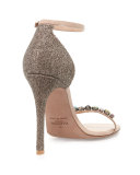 Embellished Glitter Naked Sandal, Gold