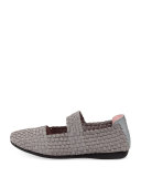 Bela Woven Mary Jane Flat, Pewter