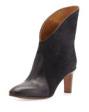 Fold-Over Bicolor Ankle Boot, Charcoal/Gray