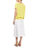 Organic Linen A-Line Wrap Skirt, White