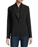 Coated Felt Zip-Front Dickey, Black