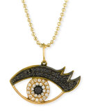 14K Gold Eyelash Pendant Necklace with Diamonds