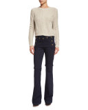 Charmer Cropped Wool-Blend Sweater, Oatmeal