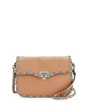 Rolling Rockstud Small Saddle Bag, Beige