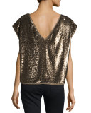 Marania Sequin-Embellished Blouse, Antique Brass