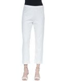 Slim Ponte Ankle Pants, White, Petite