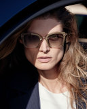 Square Gradient Cutoff Sunglasses, Beige