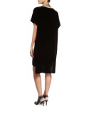 Short-Sleeve Washable Velvet Step Dress 