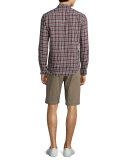 Zack Plaid Long-Sleeve Sport Shirt, Pomegranate Multi