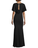 Sarabi Embellished-Shoulder Gown, Black
