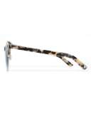 Up and At Em Semi-Rimless Round Sunglasses, White/Black