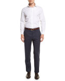 G-Line Sharkskin Flat-Front Trousers, Blue